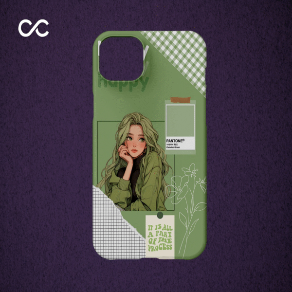 Green Aesthetic Girl Illustration Design – Premium Hard Case