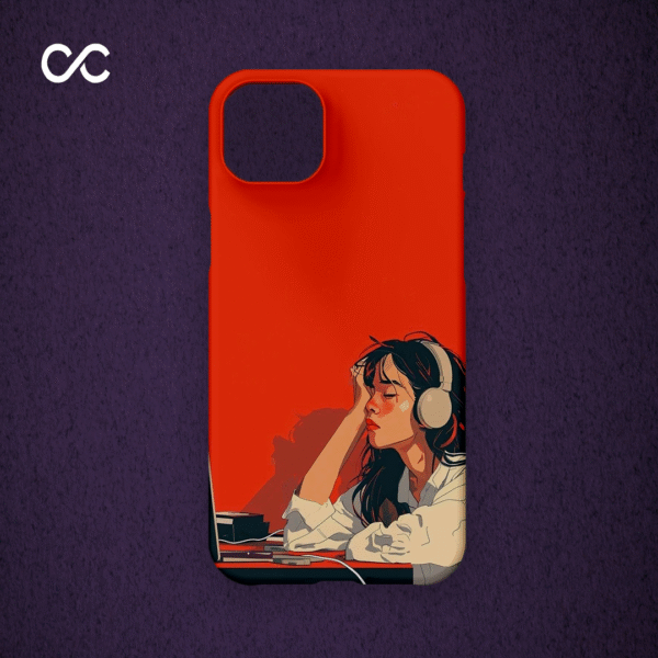 Red Aesthetic Girl with Headphones Premium Hard Case